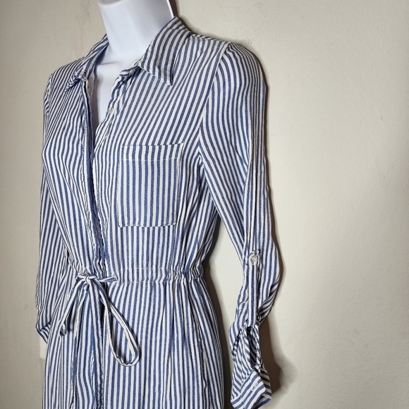 Lulus | Lifestyle Blue and White Striped Long Sleeve Shirt Dress - Picture 10 of 13
